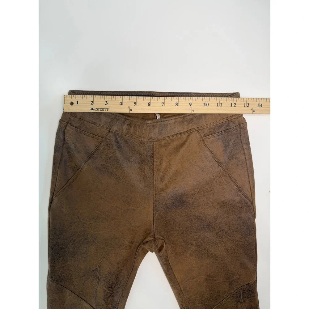 Free People‎ Vegan Leather Leggings Cognac Brown Moto Skinny Pants Size 2